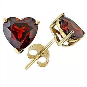 5MM 14K SOLID YELLOW GOLD GARNET STUD EARRINGS
